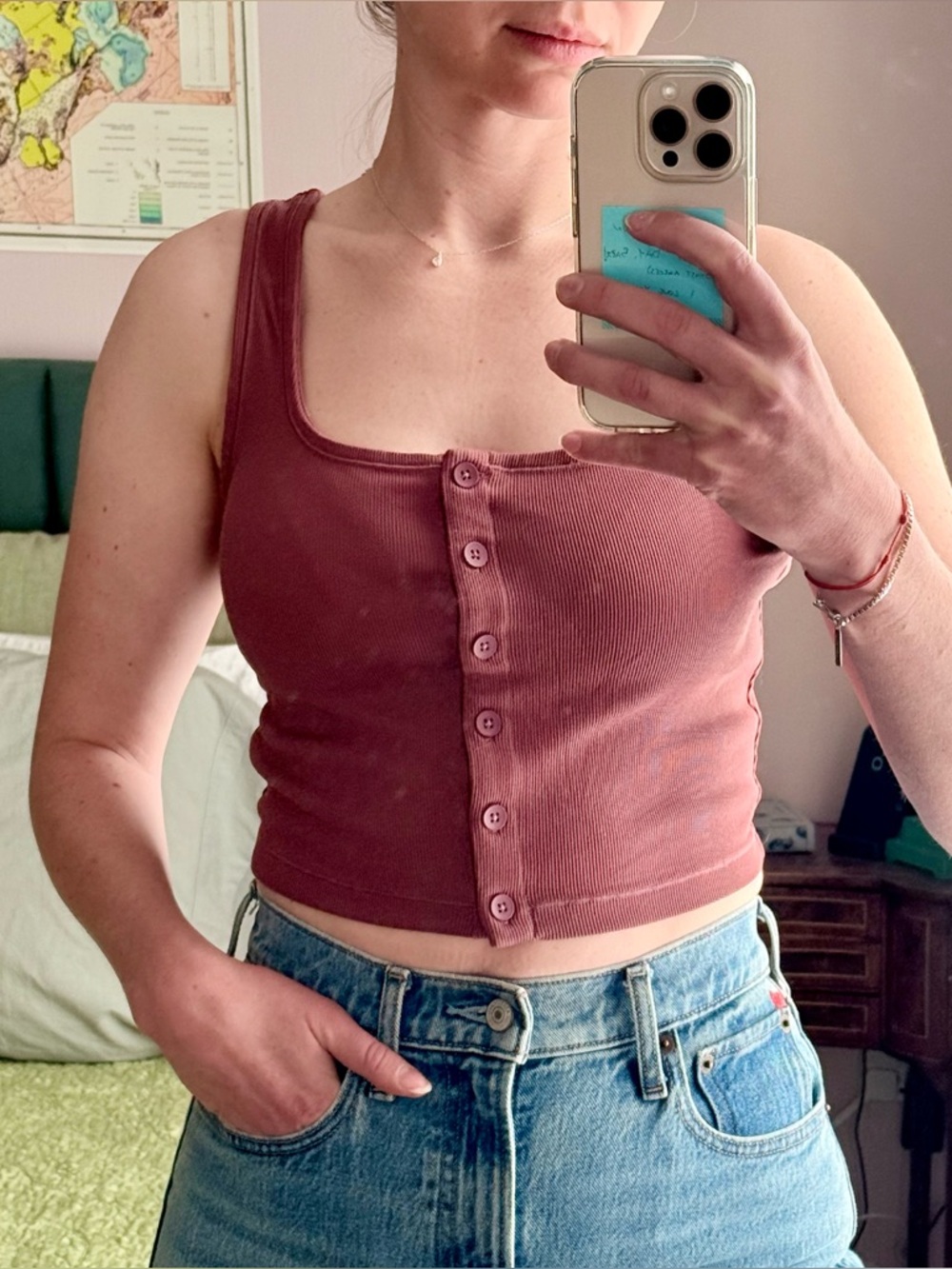 Athleta Dusty Purple Button-Front Crop Top Small